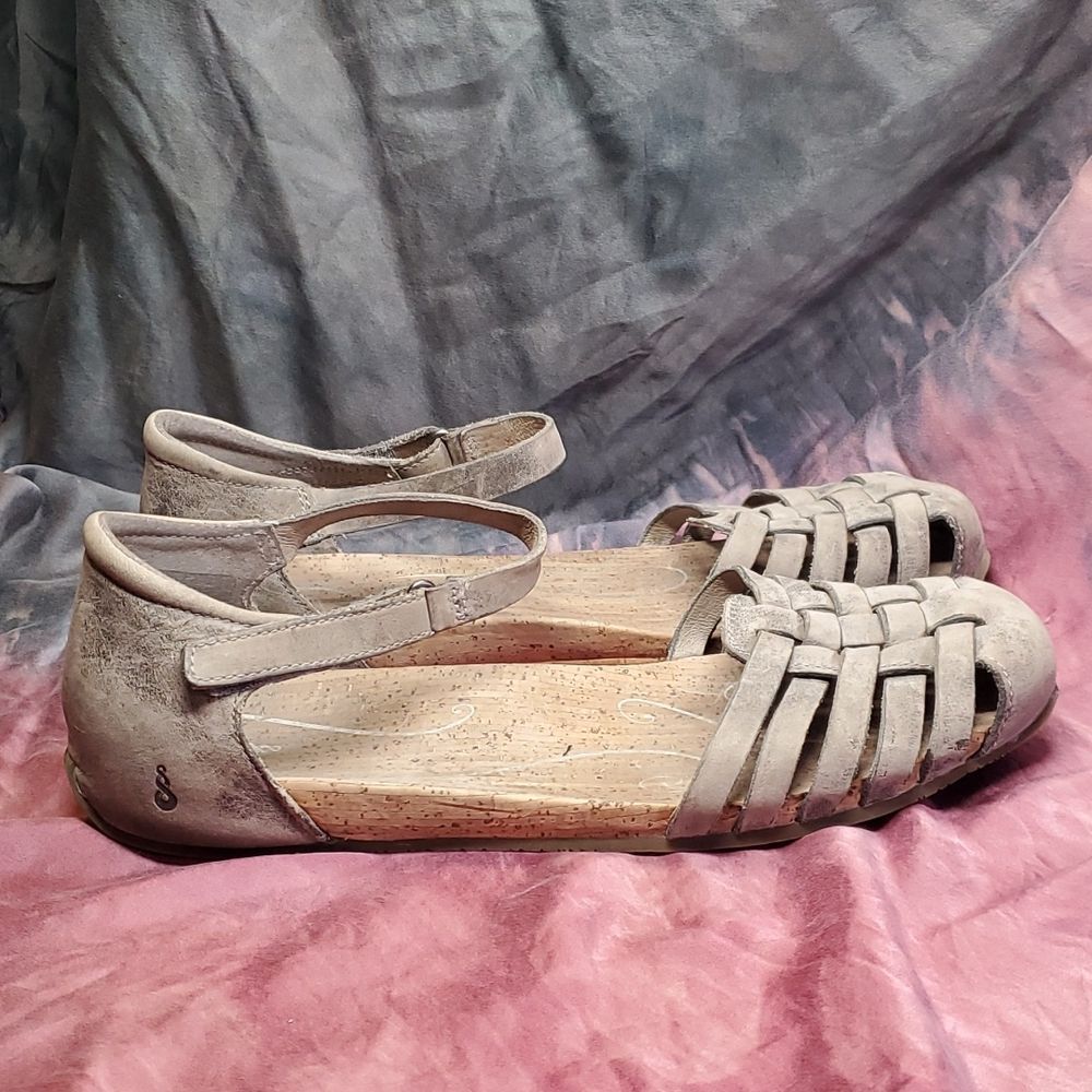 đť…şAHNU | Malini Mesa Taupe Leather Cork Fisherman Sandals Size 8.5 - Picture 5 of 10